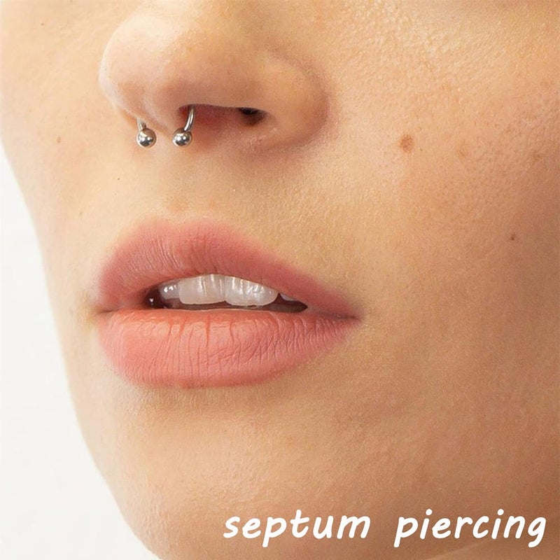 Earmark 7Pairs 6/7/8/9/10/12/14MM Surgical Steel Horseshoe Small Septum Rings Smiley Piercing Jewelry Circular Curved Barbell Piercing Hoops Set for Nose Nipple Nostril Cartilage Helix Daith Tragus Lip Eyebrow - Image 3